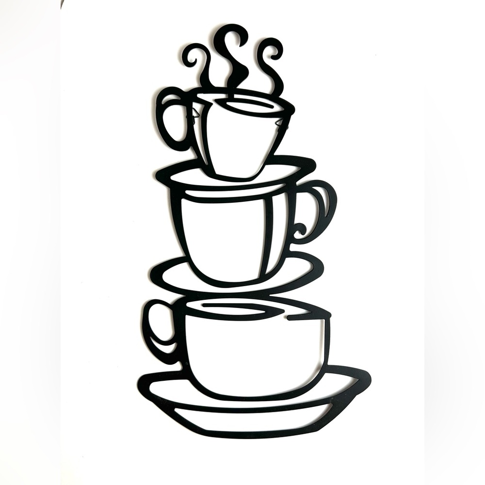 Black Metal Coffee Cup Wall Art